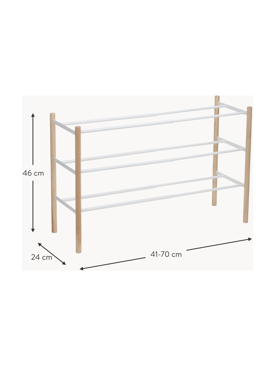 Uitschuifbaar schoenenkast Plain, Frame: hout, Wit, hout, licht, B 41-70 x H 46 cm