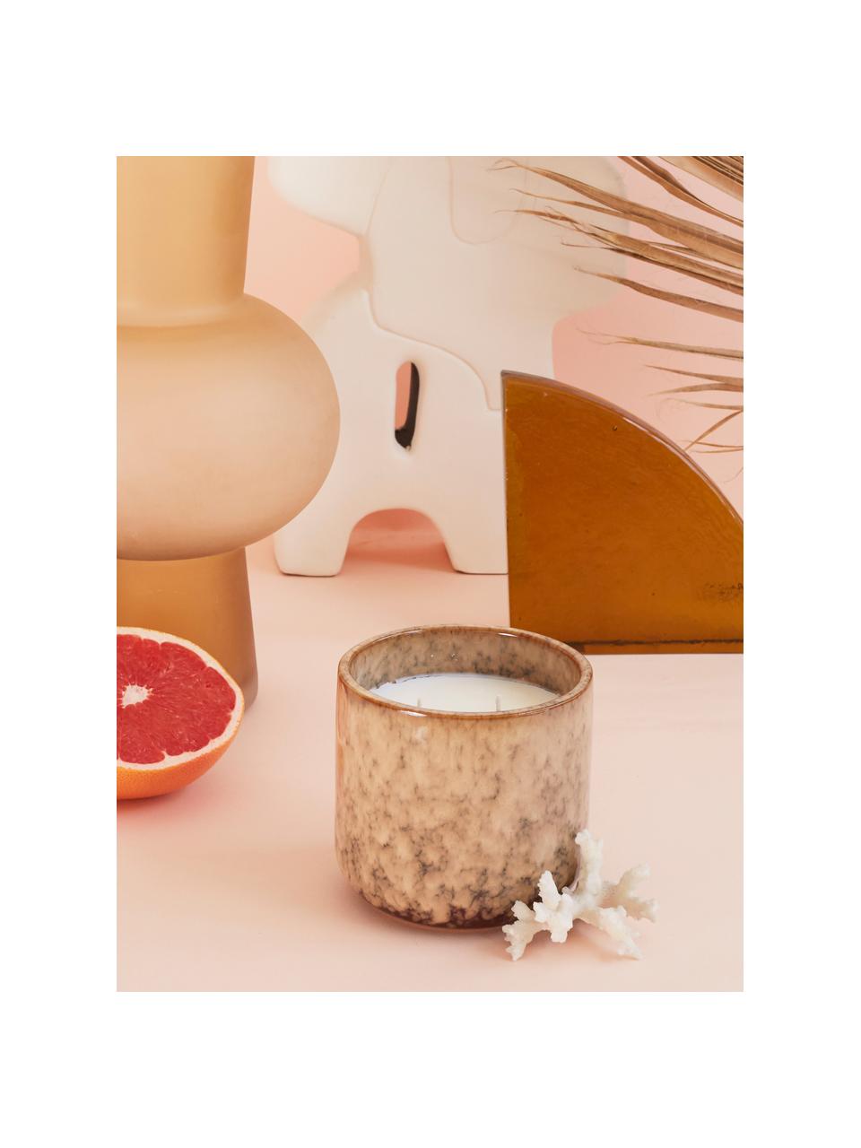 Handgemachte Zweidocht-Duftkerze Pleasure (Mango und Grapefruit), Behälter: Keramik, Mango und Grapefruit, Ø 11 x H 10 cm