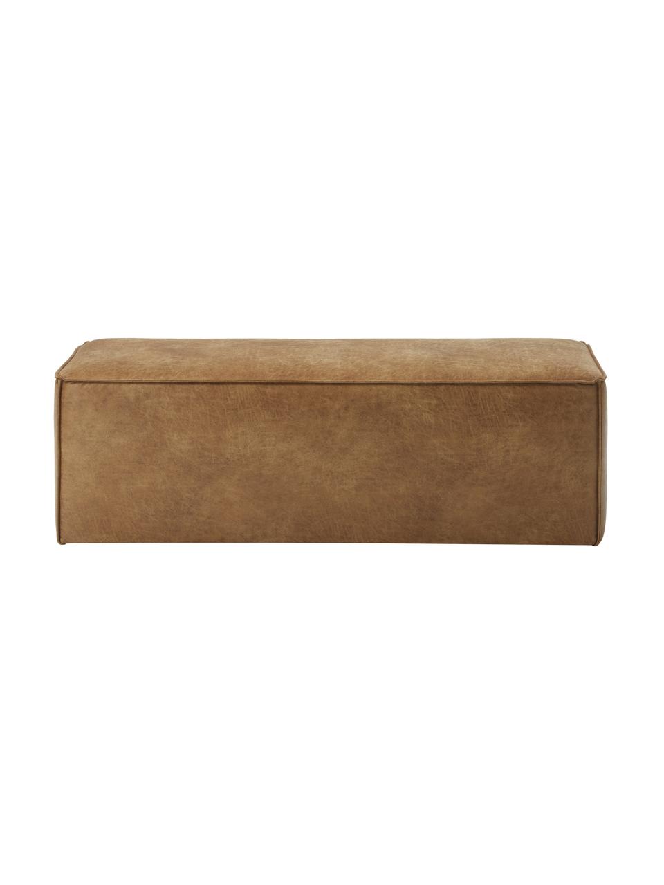 Lavica s koženým čalúnením Sanja, Koža hnedá, Š 122 x H 54 cm