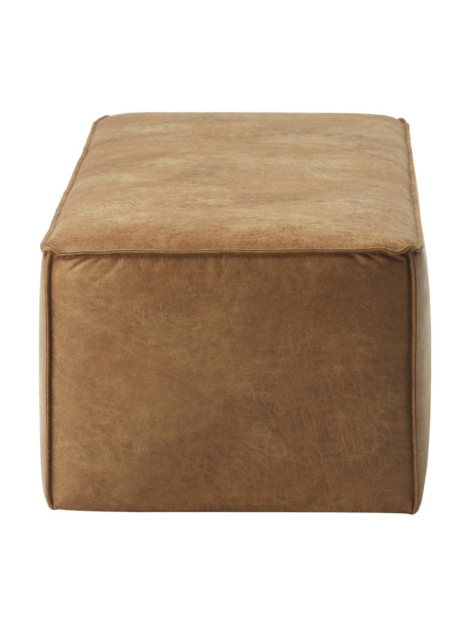 Čalouněná lavice z recyklované kůže Sanja, Hnědá, Š 122 cm, H 54 cm