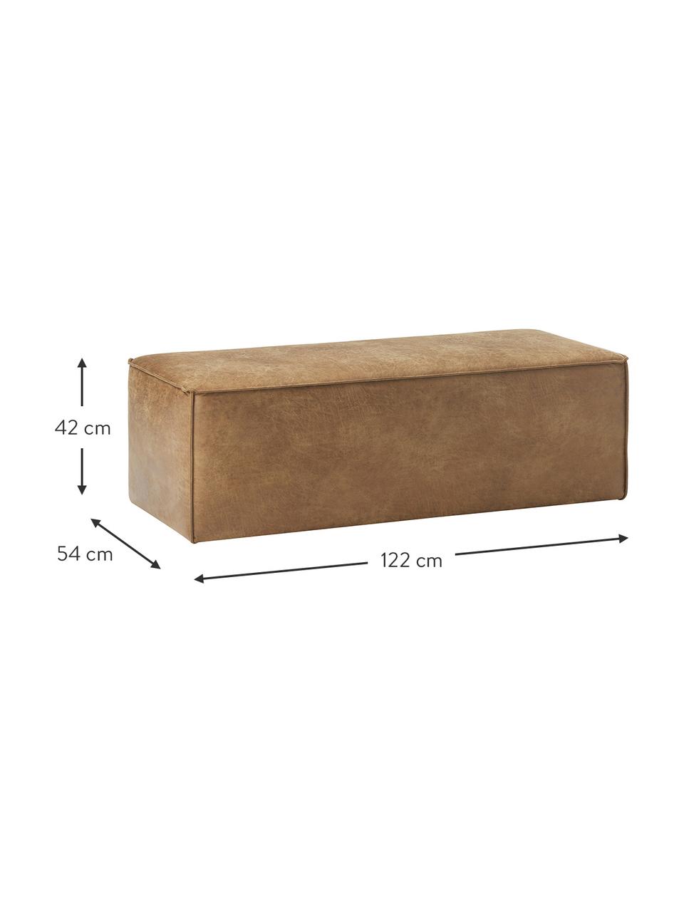 Čalouněná lavice z recyklované kůže Sanja, Hnědá, Š 122 cm, H 54 cm