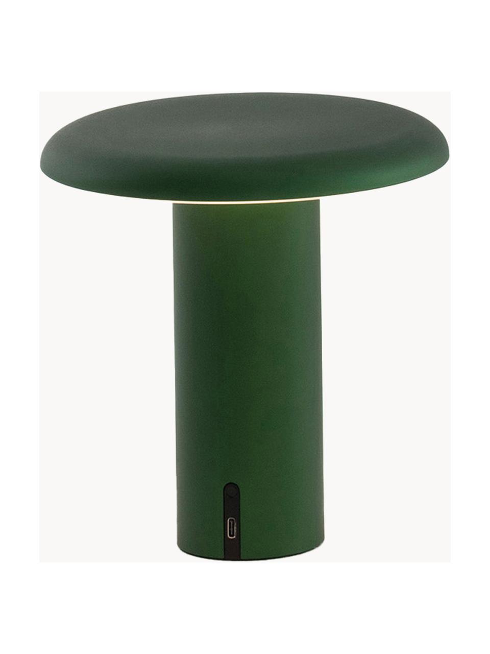 Malá přenosná stolní LED lampa Takku, stmívatelná, Potažený kov, Tmavě zelená, Š 18 cm, V 19 cm