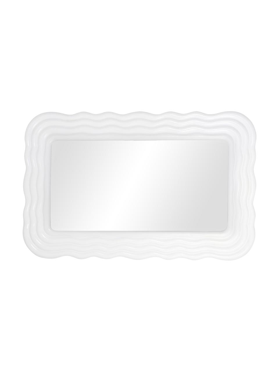 Wandspiegel Huntington mit weißem Kunststoffrahmen, Rahmen: Polyresin, Spiegelfläche: Spiegelglas, Weiß, B 50 x H 80 cm