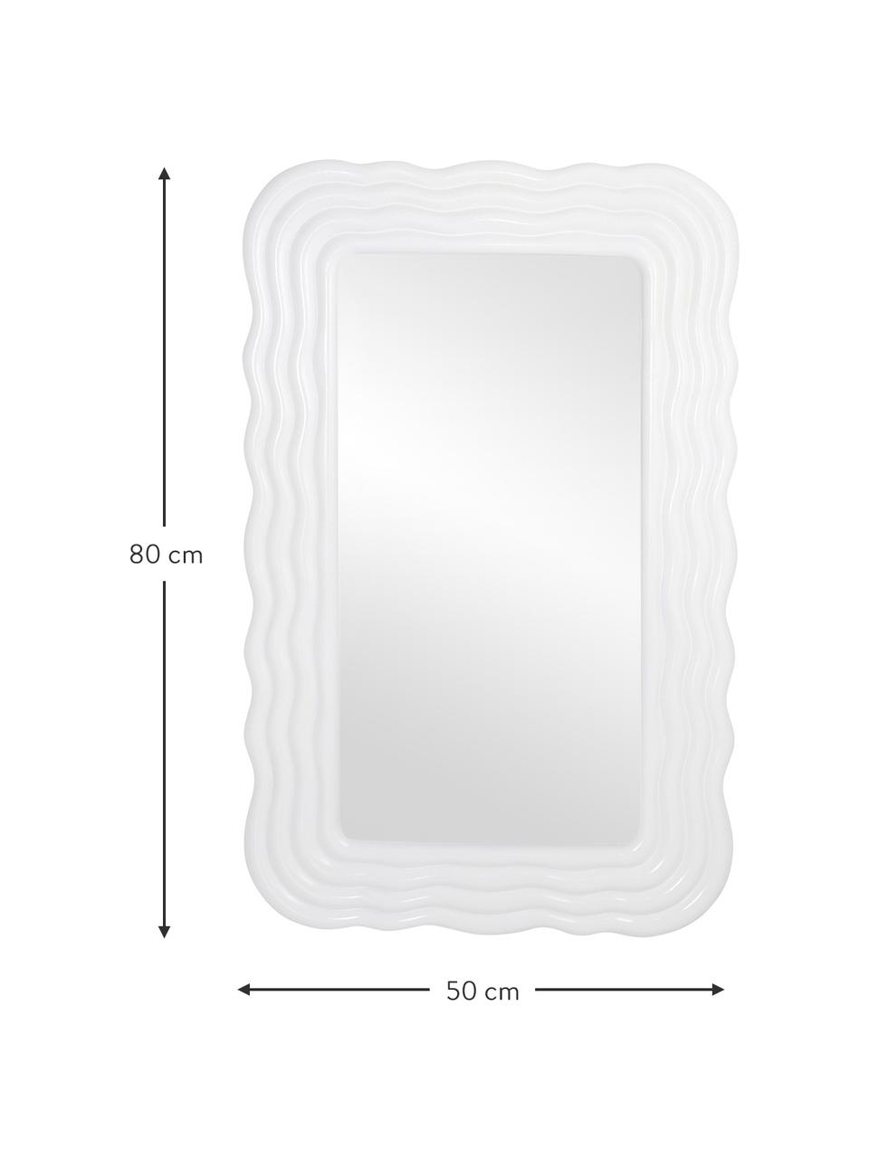 Specchio da parete con cornice in plastica bianca Huntington, Cornice: poliresina, Superficie dello specchio: lastra di vetro, Bianco, Larg. 50 x Alt. 80 cm