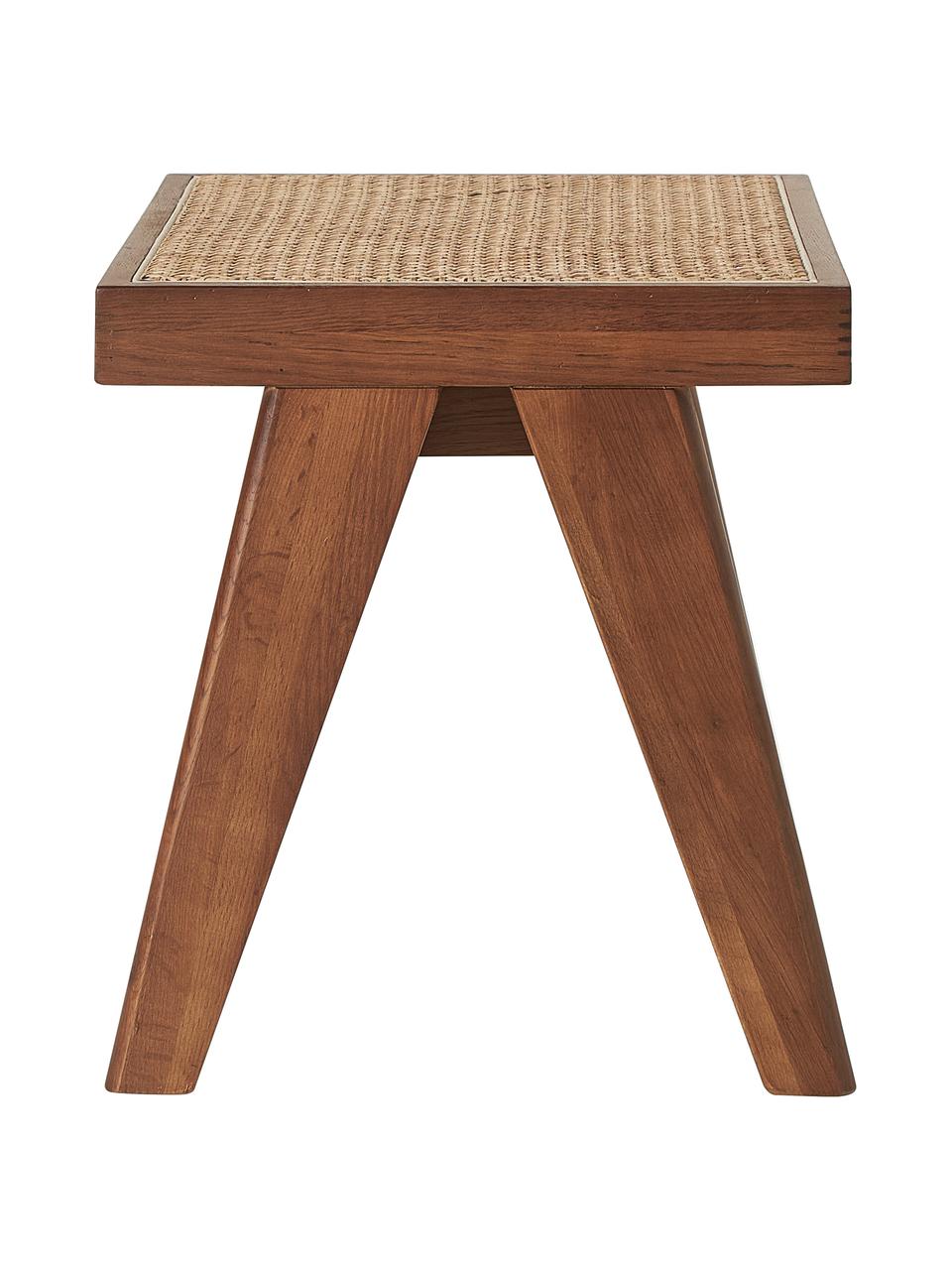 Taburete con tejido vienés Sissi, Estructura: madera de roble maciza, Asiento: ratán, Marrón, An 52 x Al 42 cm