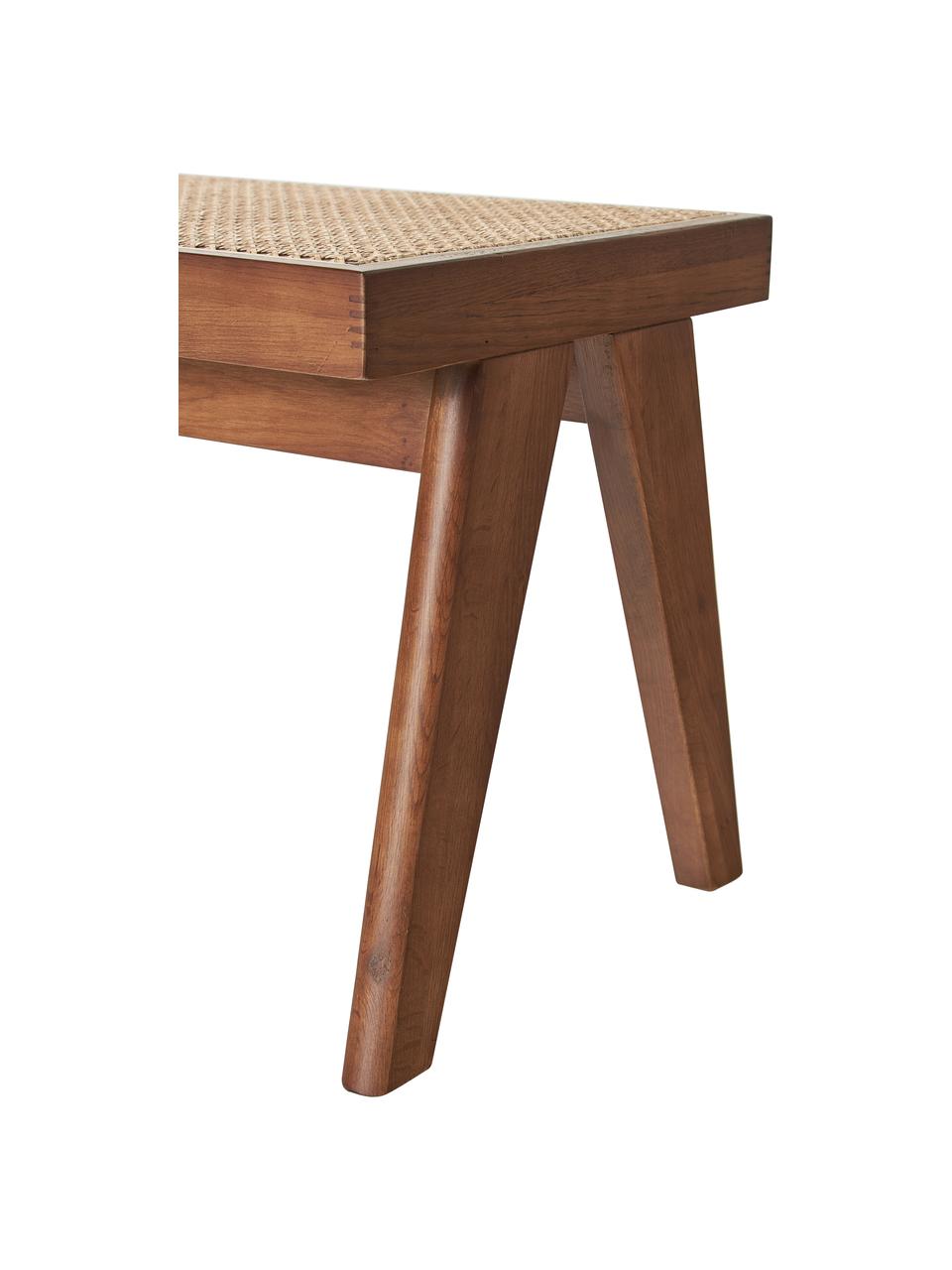 Taburete con tejido vienés Sissi, Estructura: madera de roble maciza, Asiento: ratán, Marrón, An 52 x Al 42 cm