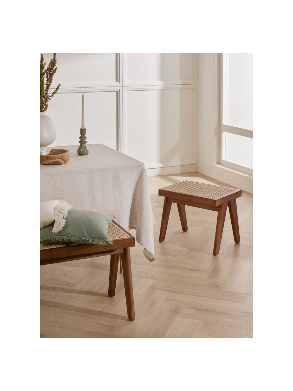 Stołek z plecionką wiedeńską Sissi, Stelaż: lite drewno dębowe, Rattan, ciemne drewno dębowe, S 52 x W 42 cm