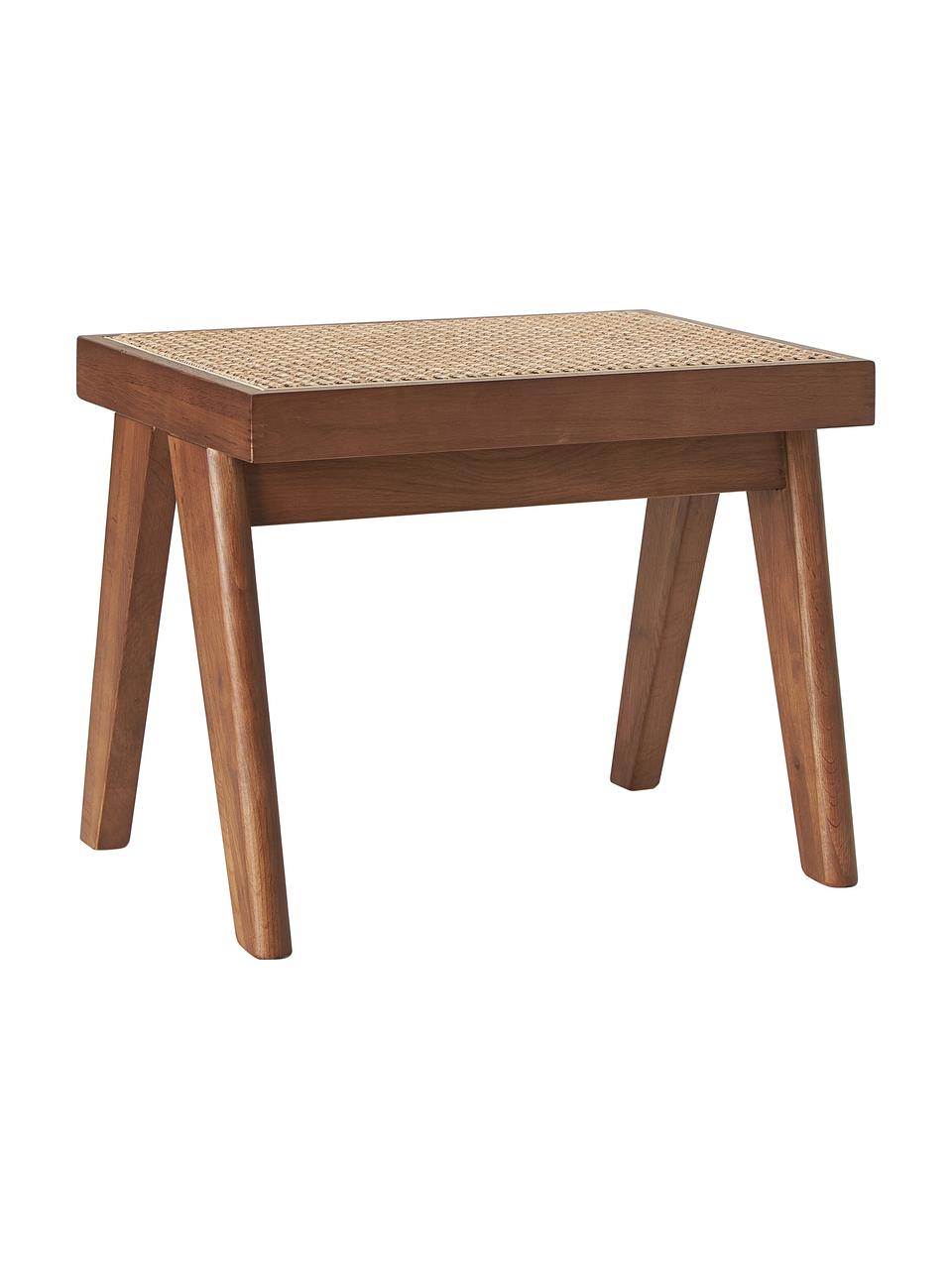 Stołek z plecionką wiedeńską Sissi, Stelaż: lite drewno dębowe, Rattan, ciemne drewno dębowe, S 52 x W 42 cm