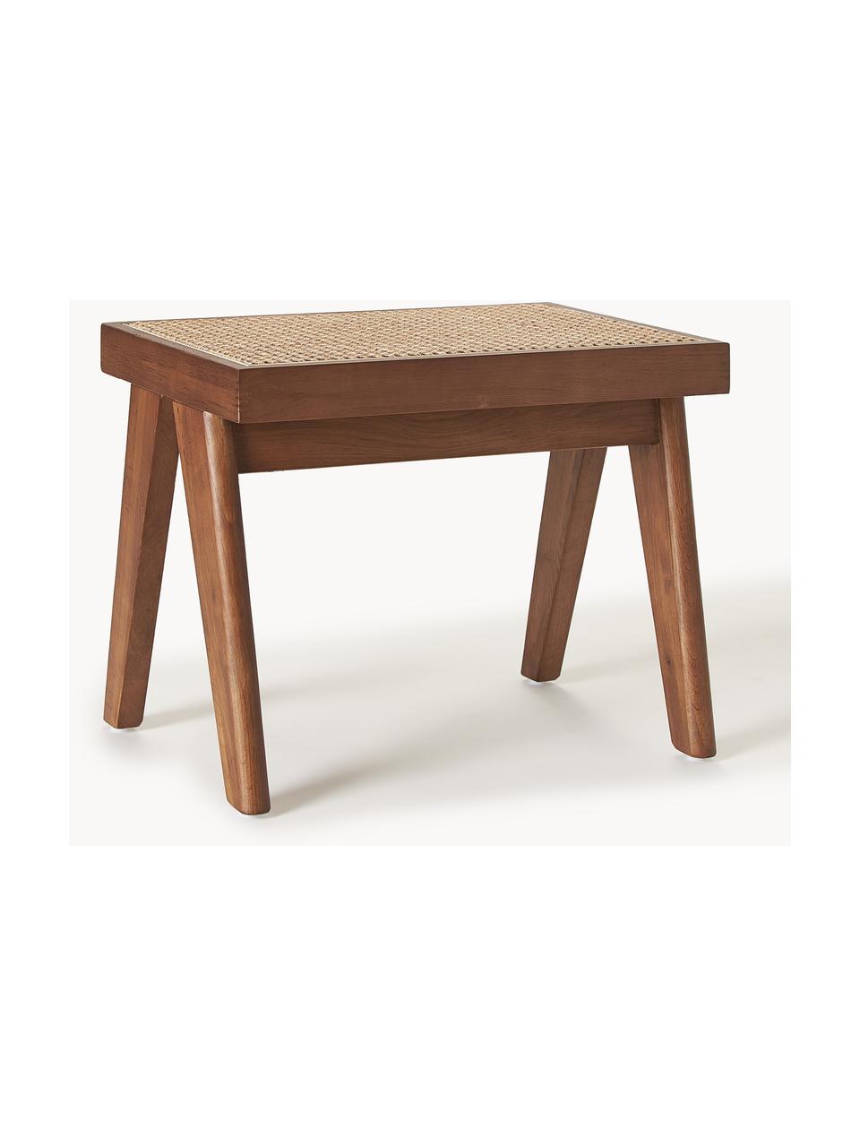 Taburete con tejido vienés Sissi, Estructura: madera de roble maciza, Asiento: ratán, Ratán, madera de roble oscura, An 52 x Al 42 cm