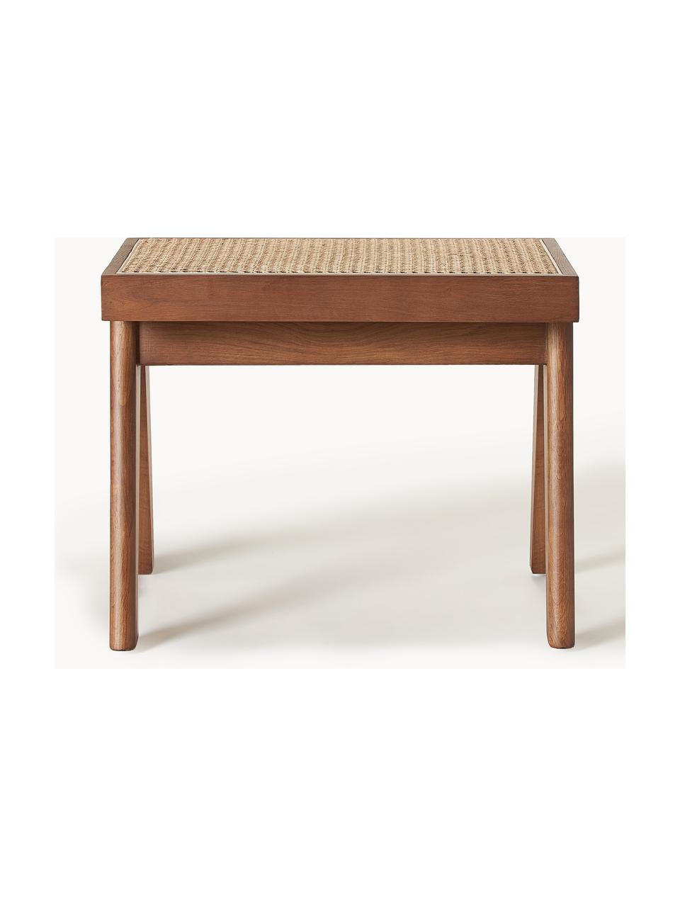 Hocker Sissi mit Wiener Geflecht, Gestell: Massives Eichenholz, Sitzfläche: Rattan, Dunkles Eichenholz, Hellbeige, B 52 x  H 42 cm