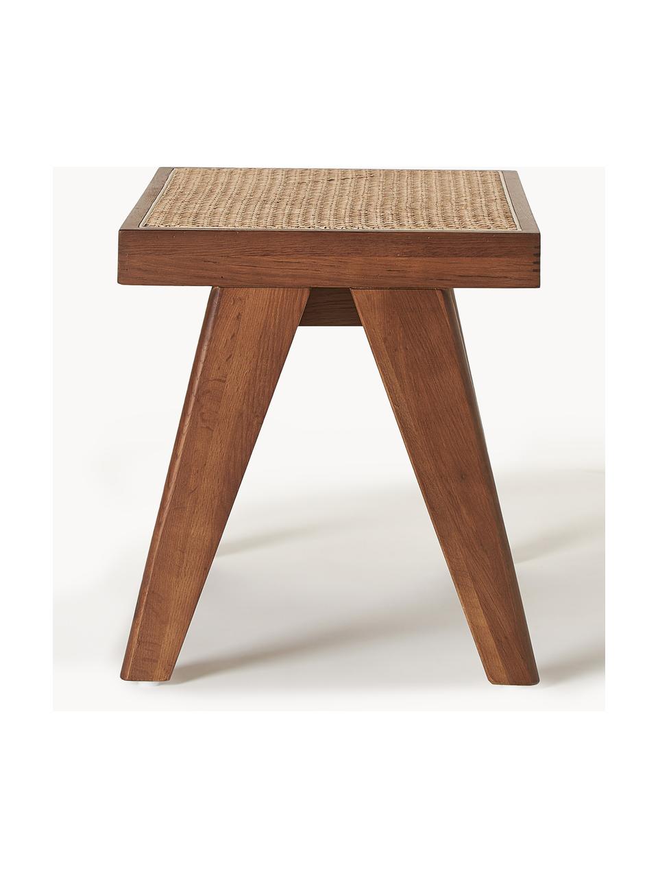 Kruk Sissi met Weens vlechtwerk, Frame: massief eikenhout, Zitvlak: rotan, Donker eikenhout, lichtbeige, B 52 x H 42 cm