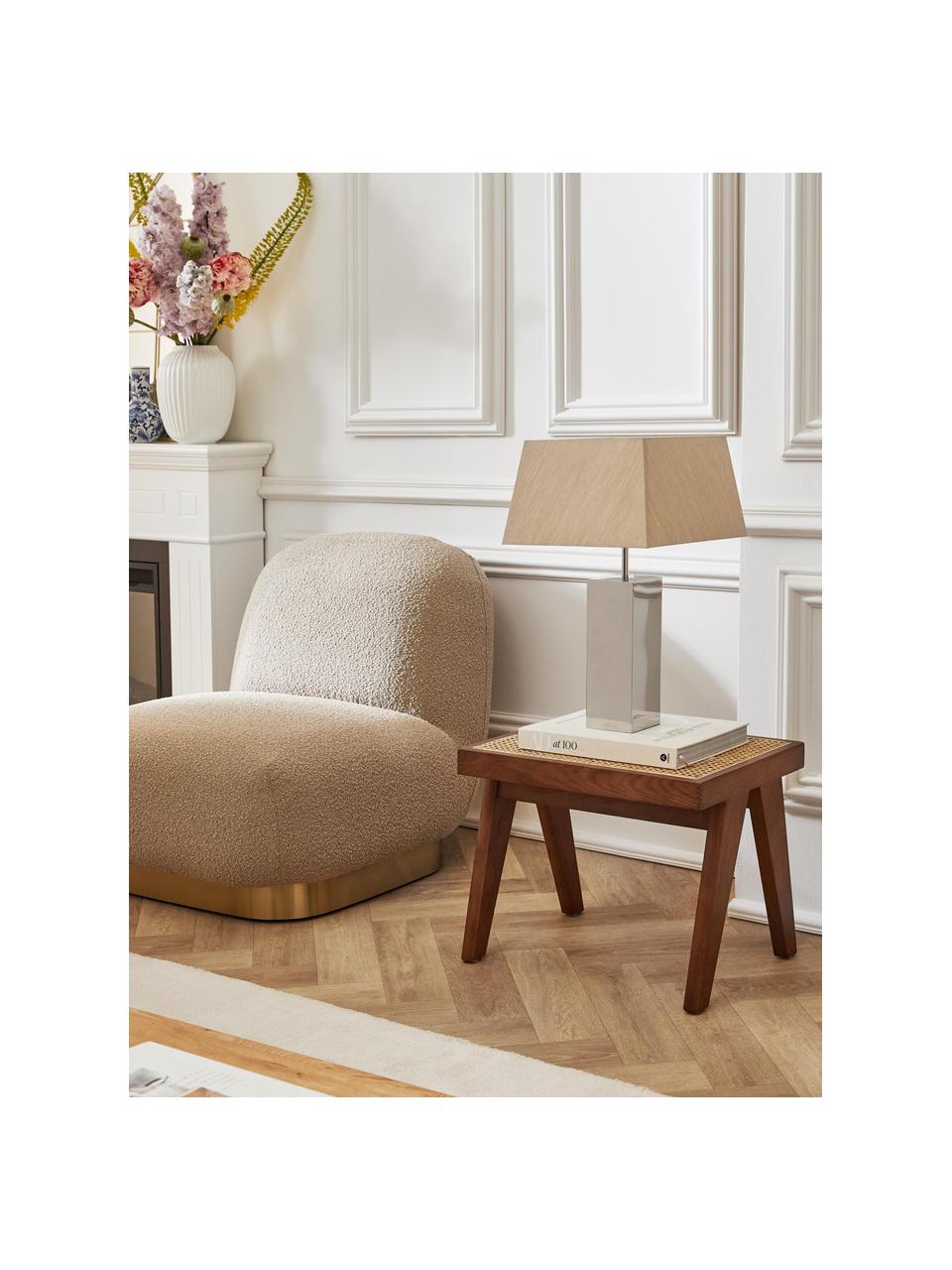 Tabouret en cannage Sissi, Bois de chêne foncé, cannage beige clair, larg. 52 x haut. 42 cm