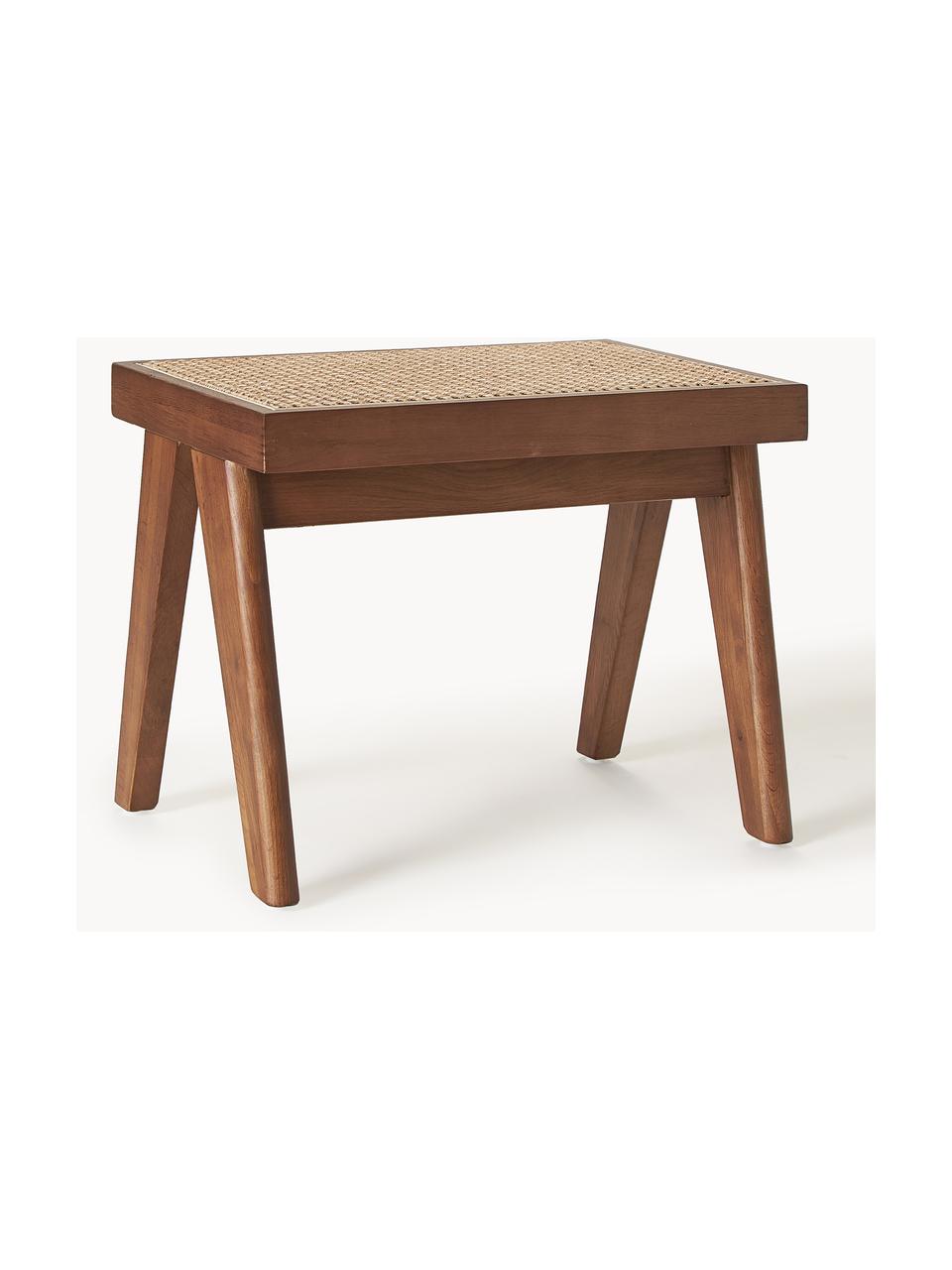 Tabouret en cannage Sissi, Bois de chêne foncé, cannage beige clair, larg. 52 x haut. 42 cm