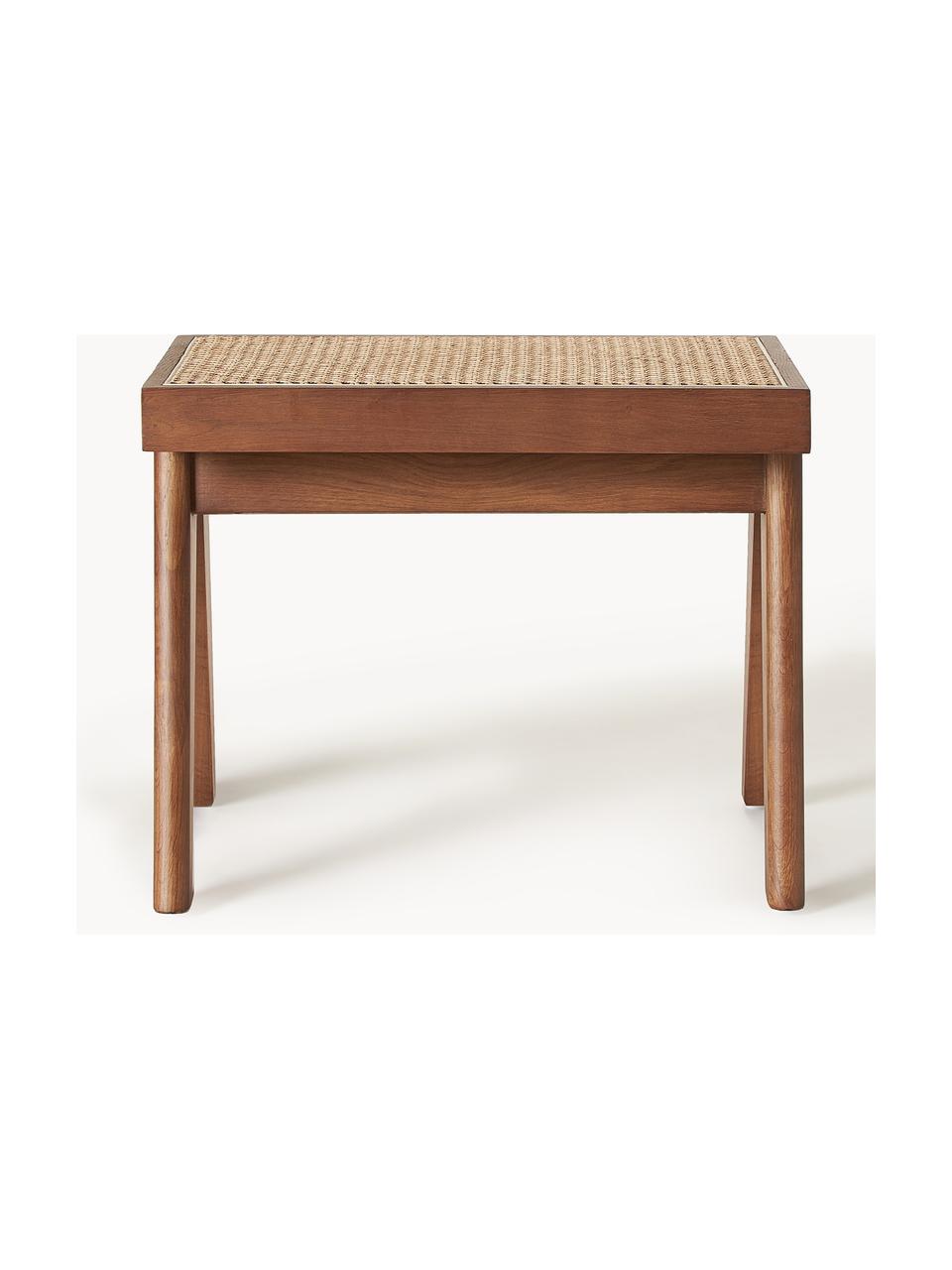 Hocker Sissi mit Wiener Geflecht, Gestell: Eichenholz, Sitzfläche: Rattan Dieses Produkt wir, Dunkles Eichenholz, Hellbeige, B 52 x  H 42 cm