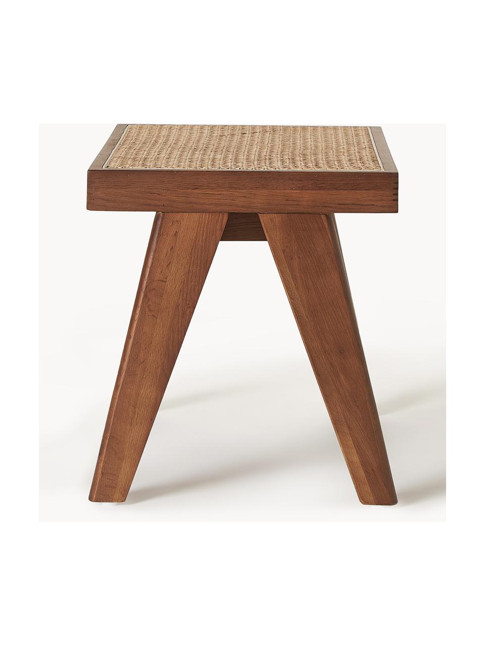 Tabouret en cannage Sissi, Bois de chêne foncé, cannage beige clair, larg. 52 x haut. 42 cm