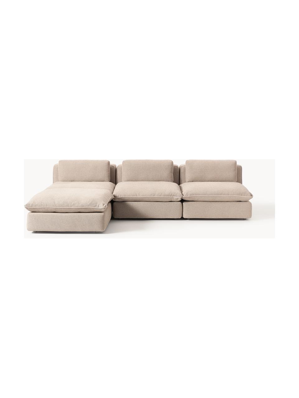 Canapé d'angle modulable XL avec pouf Felix, Tissu beige, larg. 300 x prof. 250 cm