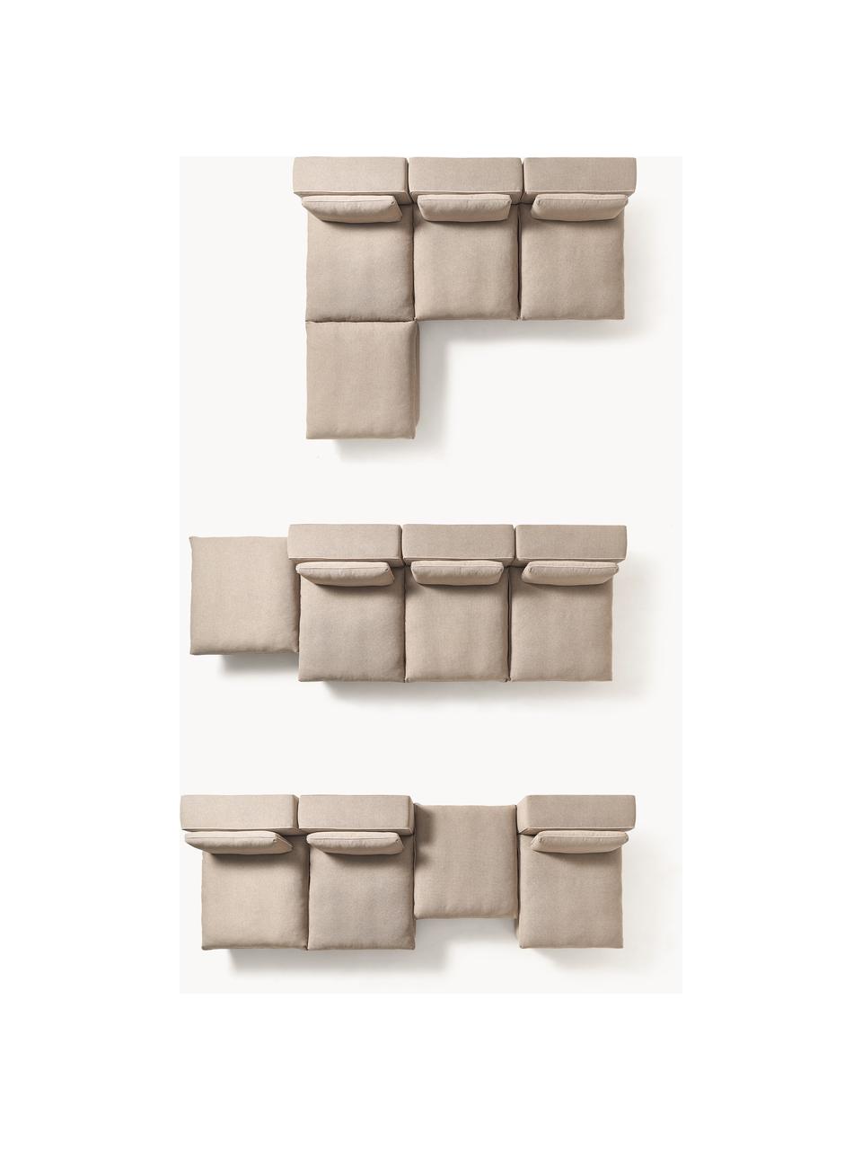 Canapé d'angle modulable XL avec pouf Felix, Tissu beige, larg. 300 x prof. 250 cm