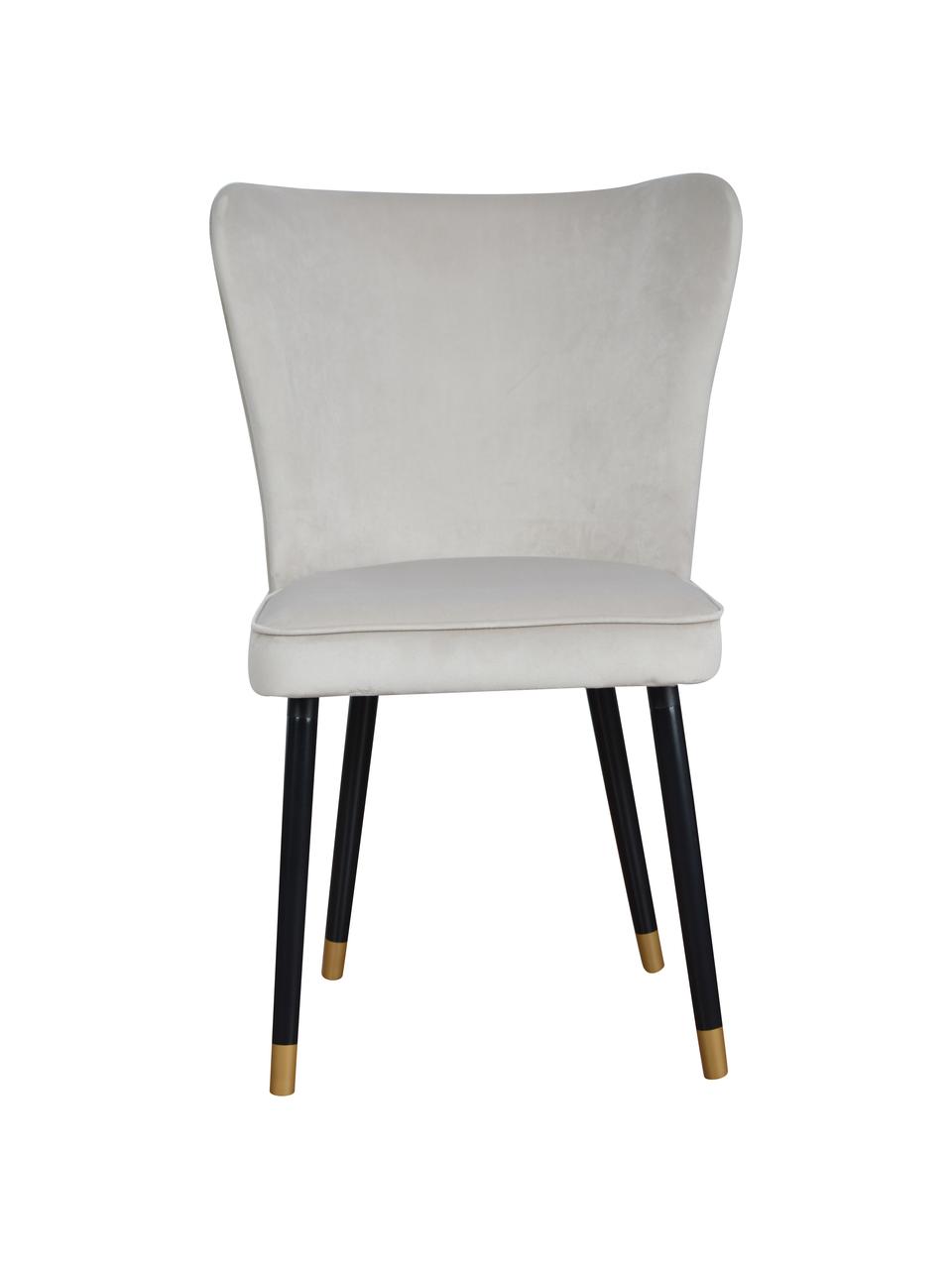Krzesło tapicerowane z aksamitu Monti, Tapicerka: aksamit (100% poliester), Nogi: drewno naturalne, fornir, Jasnoszary aksamit, S 55 x G 66 cm