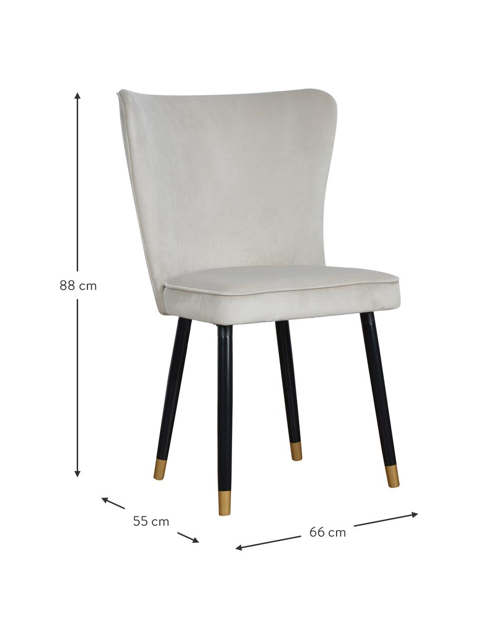Sedia imbottita in velluto Monti, Rivestimento: velluto (100% poliestere), Gambe: legno, impiallacciato, Velluto grigio chiaro, nero, dorato, Larg. 55 x Prof. 66 cm