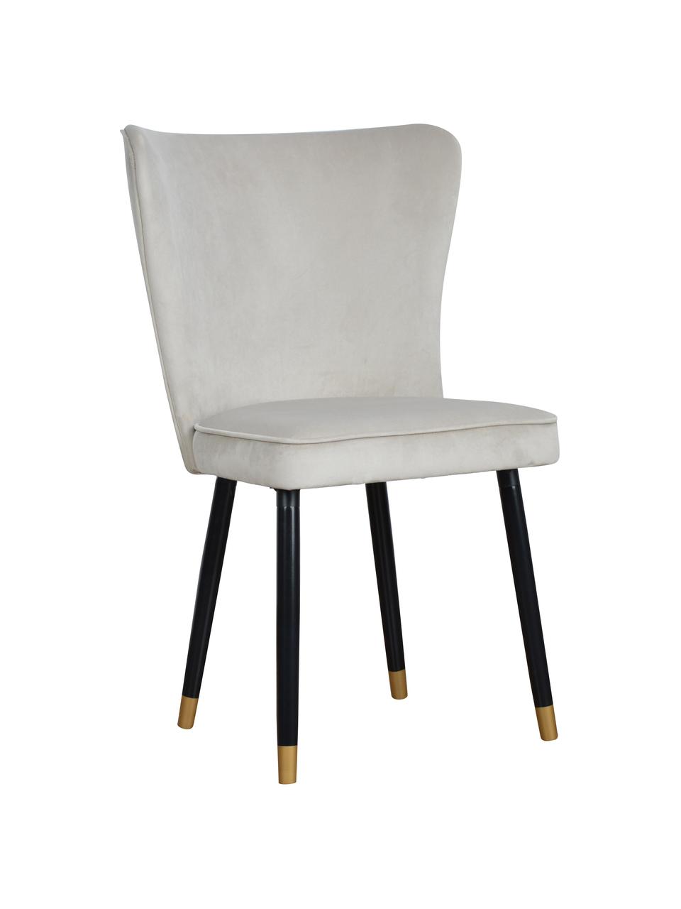 Krzesło tapicerowane z aksamitu Monti, Tapicerka: aksamit (100% poliester), Nogi: drewno naturalne, fornir, Jasnoszary aksamit, S 55 x G 66 cm