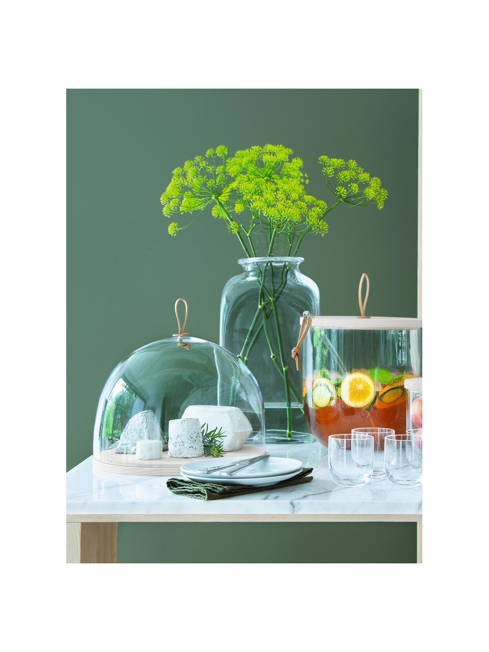 Cloche soufflée bouche verre et bois Ivalo, Ø 32 cm, Transparent, brun, Ø 32 x haut. 23 cm