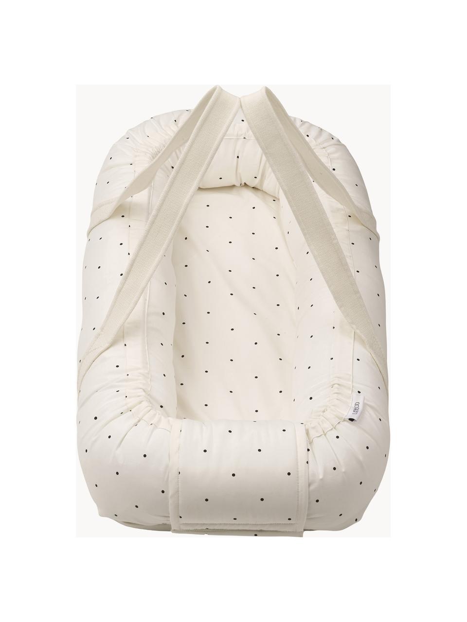 Babynast portatile in cotone Gro, Rivestimento: 100% cotone, Materasso: 100% poliuretano, Bianco crema, pois neri, Larg. 45 x Lung. 84 cm