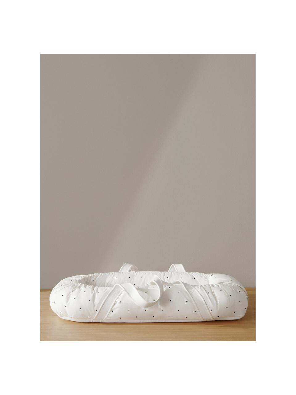 Babynast portatile in cotone Gro, Rivestimento: 100% cotone, Materasso: 100% poliuretano, Bianco crema, pois neri, Larg. 45 x Lung. 84 cm