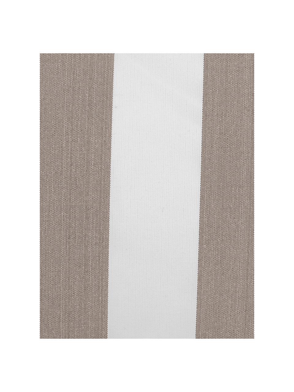 Gestreifte Outdoor-Kissenhülle Santorin in Taupe/Weiß, 100% Polypropylen, Taupe, Weiß, B 40 x L 60 cm