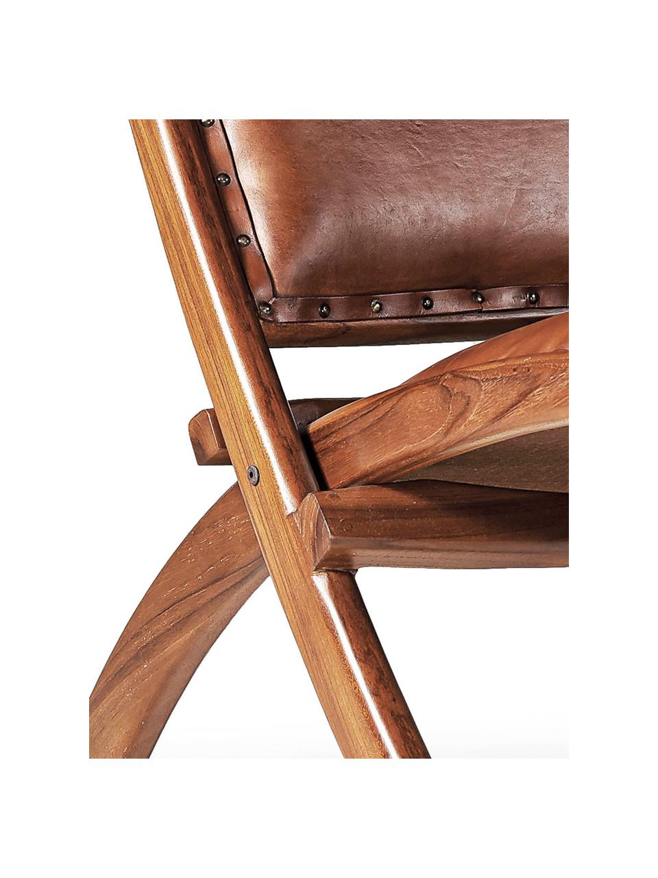 Fotel wypoczynkowy ze skóry Low, Tapicerka: skóra, Stelaż: drewno mindi, Skórzany brązowy, S 65 x G 88 cm