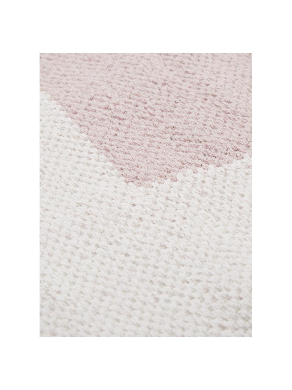 Na plocho tkaný bavlněný koberec s grafickým vzorem Georgio, Šedá, béžová, růžová
