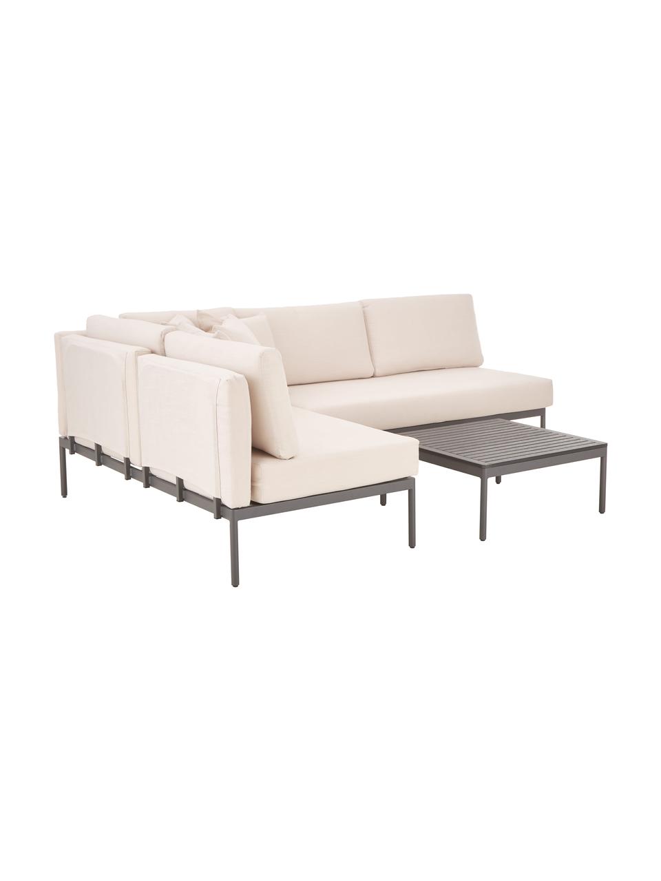 Salon de jardin Linden, 2 élém., Gris foncé, beige, Lot de différentes tailles
