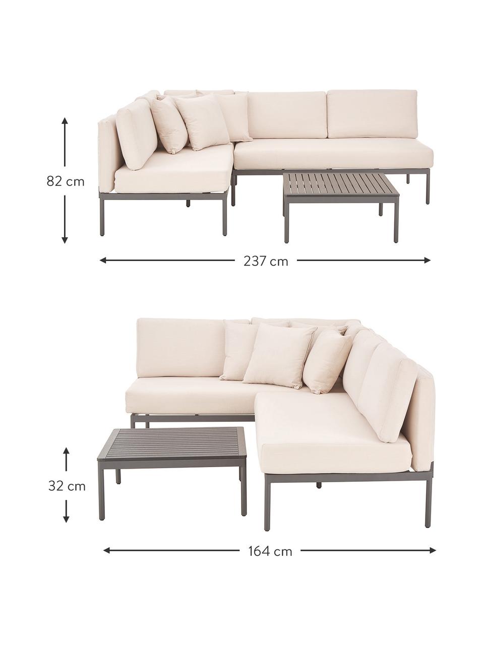 Set lounge para exterior Linden, 2 pzas., Tapizado: 100% poliéster Alta resis, Estructura: metal con pintura en polv, Tablero: material compuesto de mad, Estructura: metal con pintura en polv, Gris oscuro, beige, Set de diferentes tamaños