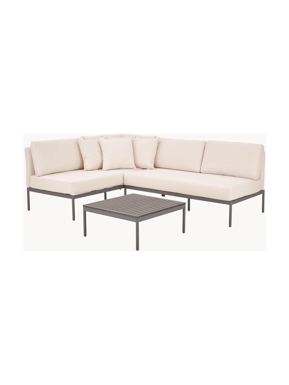 Garten-Lounge-Set Linden, 2-tlg., Bezug: 100 % Polyester Der hochw, Gestell: Metall, pulverbeschichtet, Tischplatte: Polystyrol, Gestell: Metall, pulverbeschichtet, Dunkelgrau, Beige, Set mit verschiedenen Grössen