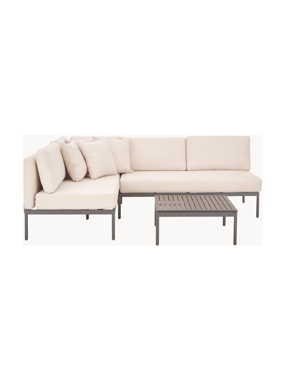 Garten-Lounge-Set Linden, 2-tlg., Bezug: 100 % Polyester Der hochw, Gestell: Metall, pulverbeschichtet, Tischplatte: Polystyrol, Gestell: Metall, pulverbeschichtet, Dunkelgrau, Beige, Set mit verschiedenen Größen