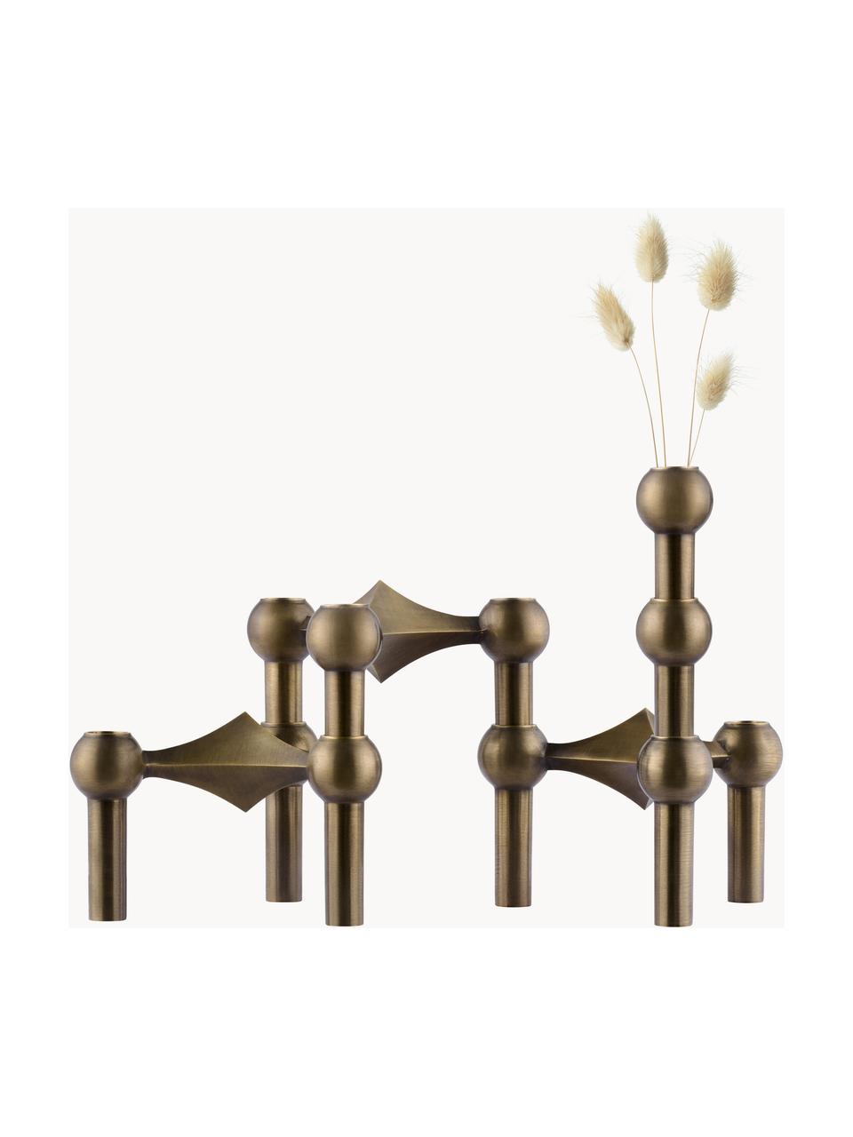 Set di 3 candelabri Stoff Nagel, Ottone spazzolato, Ottone opaco, (1 pezzo) Ø 10 x Alt. 7 cm