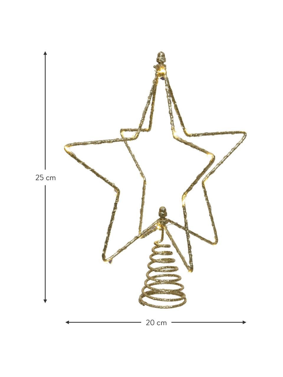 Estrella punta de Árbol de Navidad luminosa LED Bono, 25 cm, Metal, Dorado, An 20 x Al 25 cm