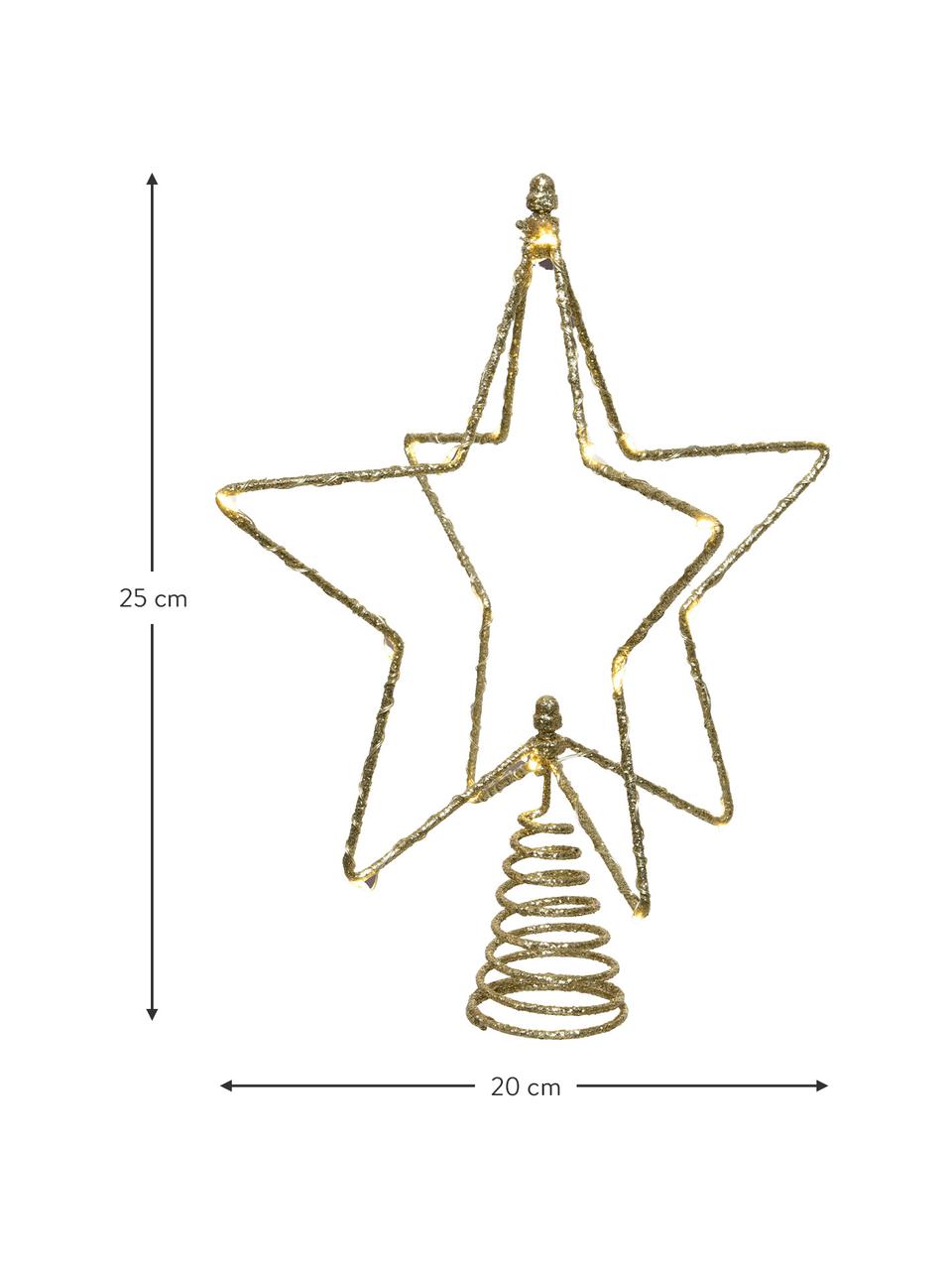Ozdoba na czubek choinki LED zasilana na baterie Bono, Metal, Odcienie złotego, S 20 x W 25 cm