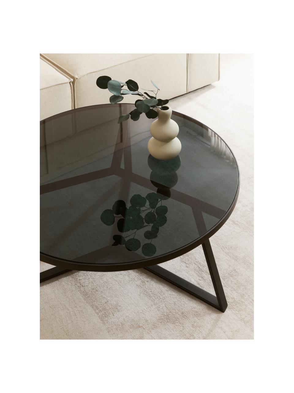 Table basse ronde en verre Fortunata, Transparent, noir, Ø 70 cm