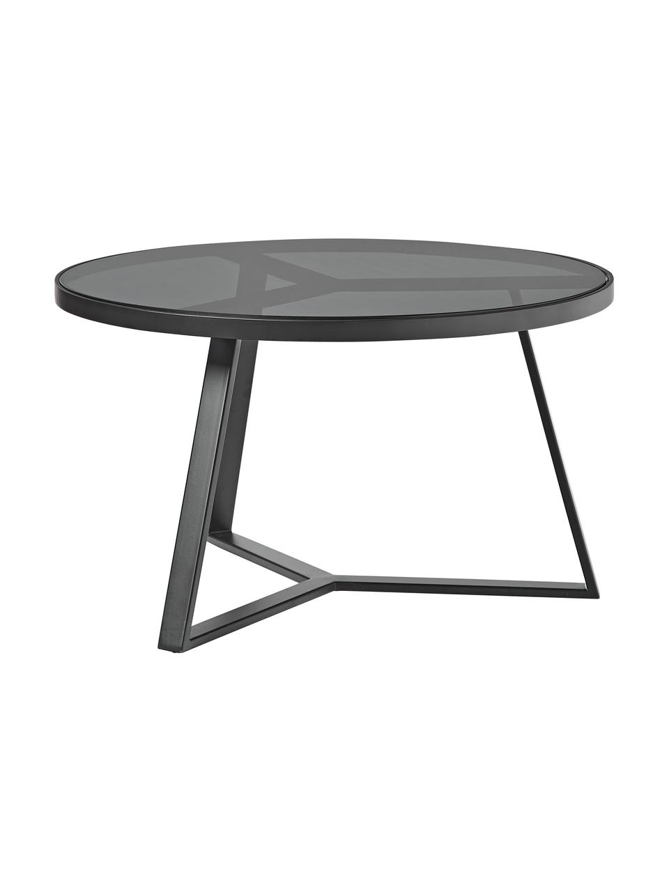 Kulatý konferenční stolek se skleněnou deskou Fortunata, Transparentní, černá, Ø 70 cm