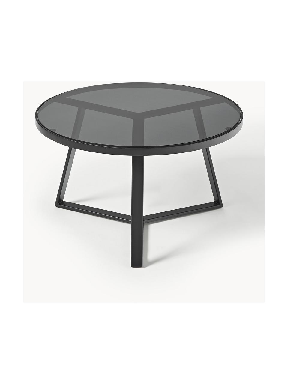 Table basse ronde en verre Fortunata, Transparent, noir, Ø 70 x haut. 40 cm