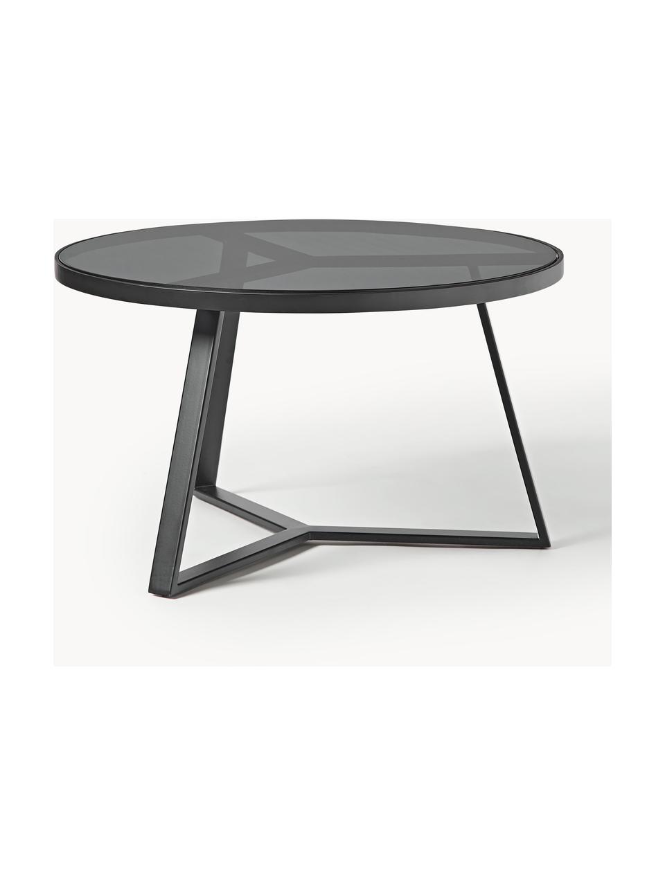 Tavolino rotondo da salotto Fortunata, Struttura: metallo spazzolato, Trasparente nero tinto, nero, Ø 70 cm