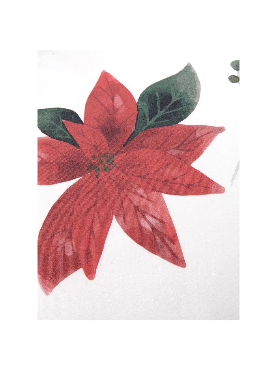 Pościel z perkalu Carol, Biały, czerwony, zielony, 240 x 220 cm