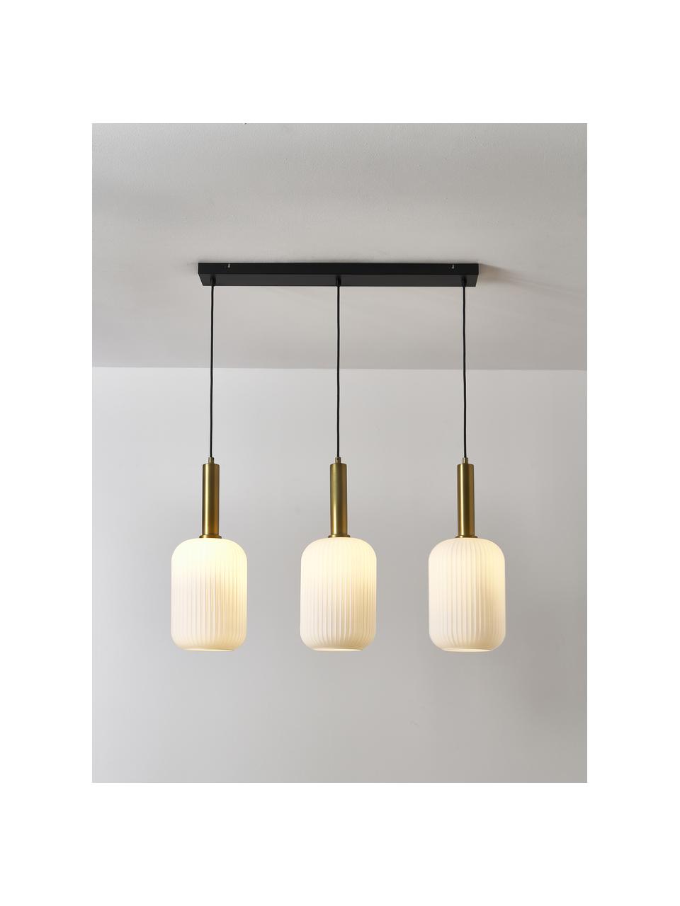 Lampa wisząca ze szkła opalowego Candela, Biały, odcienie złotego, S 87 x W 29 cm