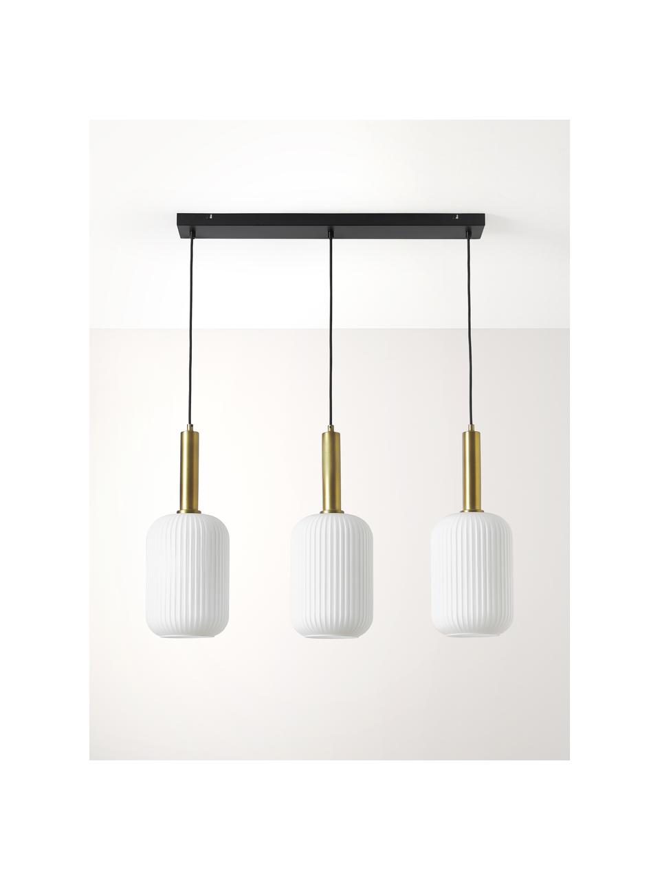 Lampa wisząca ze szkła opalowego Candela, Biały, odcienie złotego, S 87 x W 29 cm