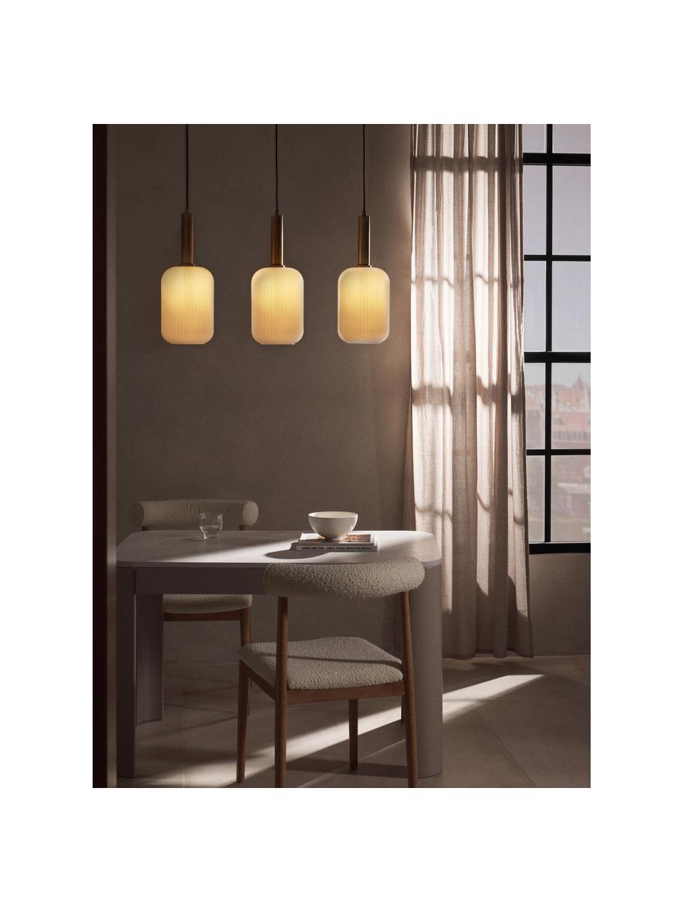 Hanglamp Candela van opaalglas, Decoratie: vermessingd metaal, Wit, goudkleurig, B 87 x H 29 cm