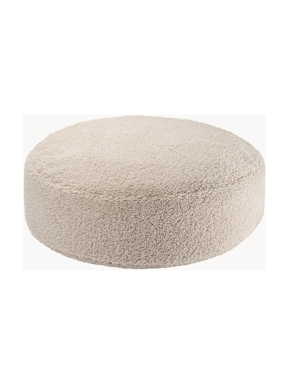 Pouf en peluche pour enfants Sugar, Ø 65 cm, Peluche beige clair, Ø 65 x haut. 20 cm