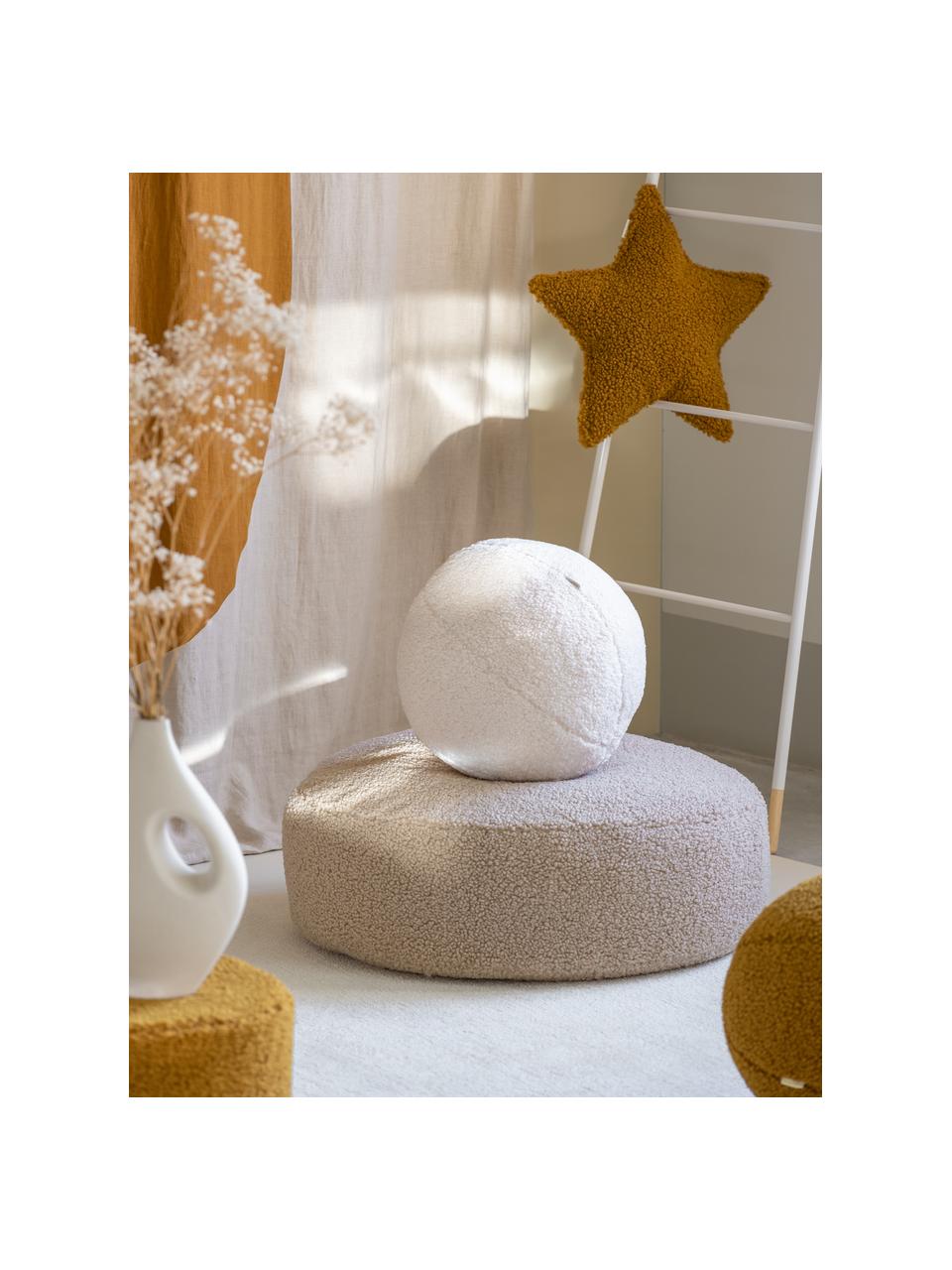 Pouf en peluche pour enfants Sugar, Ø 65 cm, Peluche beige clair, Ø 65 x haut. 20 cm