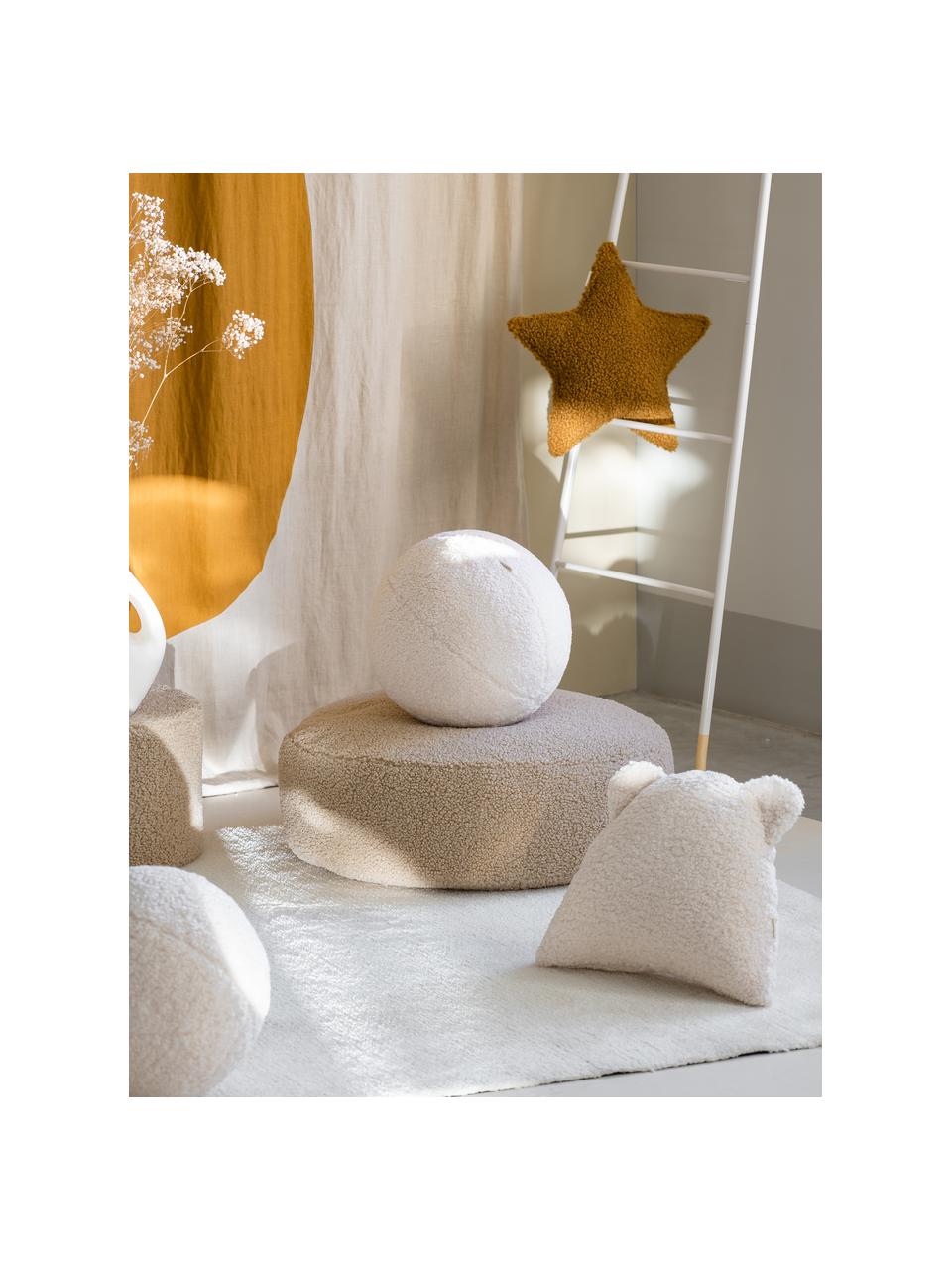 Pouf en peluche pour enfants Sugar, Ø 65 cm, Peluche beige clair, Ø 65 x haut. 20 cm