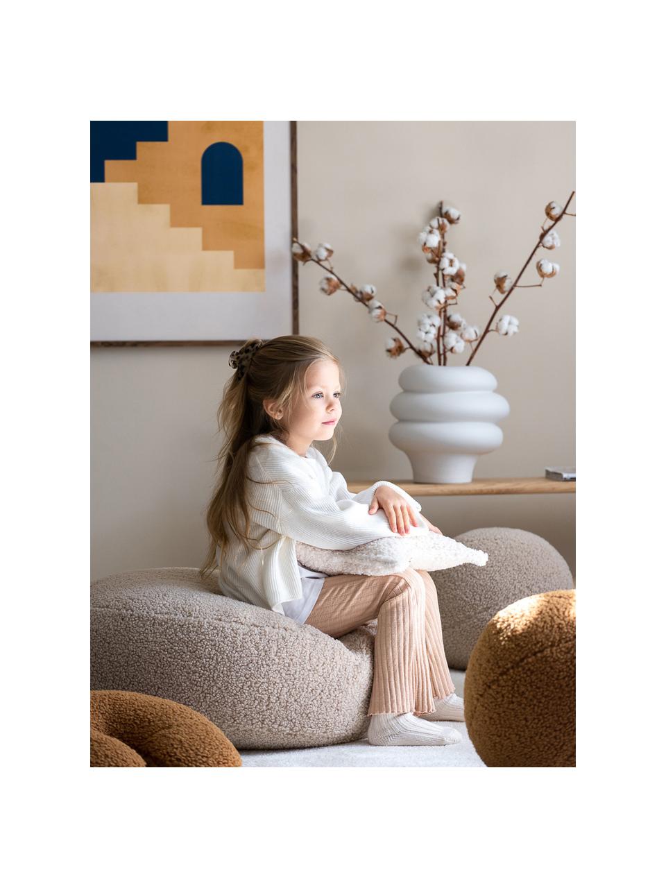 Pouf en peluche pour enfants Sugar, Ø 65 cm, Peluche beige clair, Ø 65 x haut. 20 cm