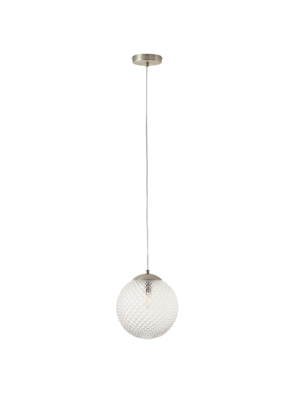 Malé skleněné závěsné svítidlo Lorna, Transparentní, stříbrná, Ø 25 cm